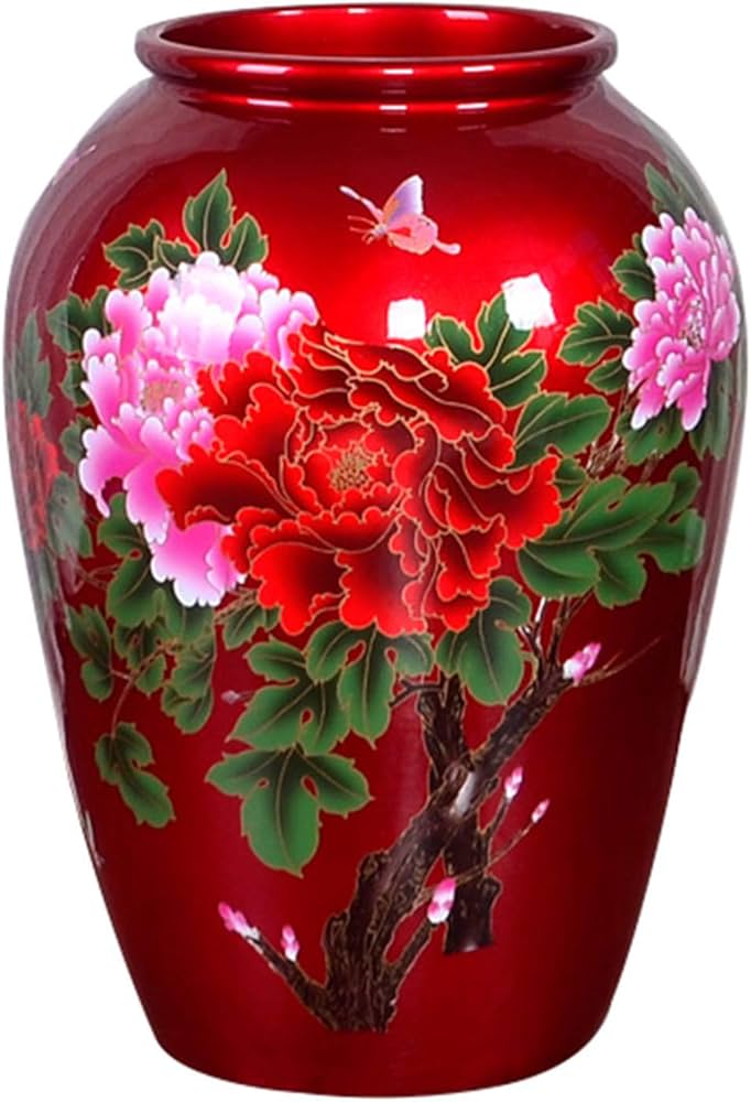 中国 赤い 花瓶
